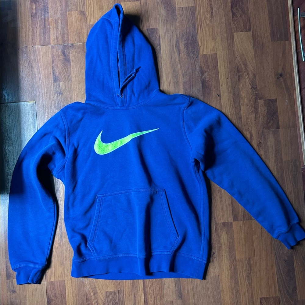 Nike Navy Blue Hoodie with White Swoosh Tag